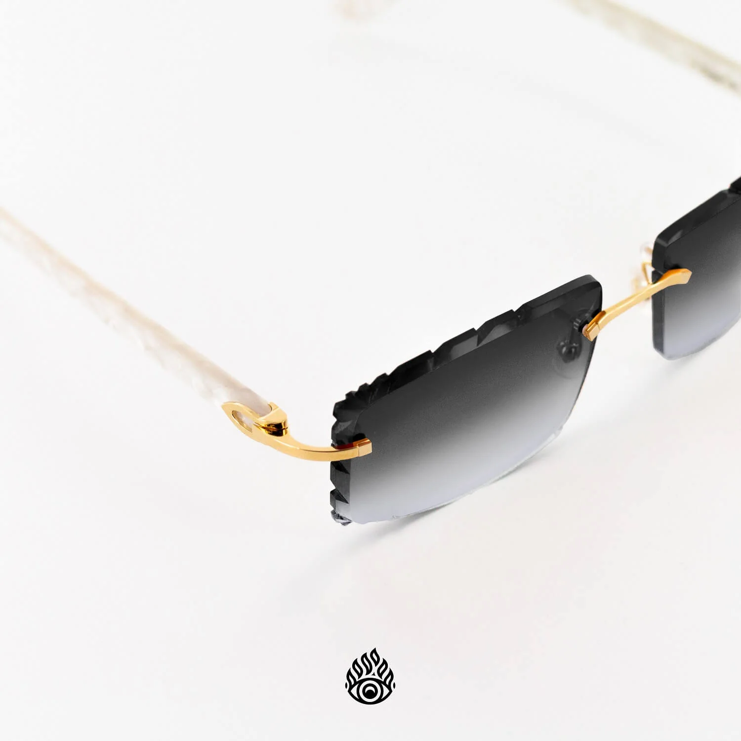 Cartier White Acetate Glasses with Gold C Decor & Grey Lens CT0056O-002 - Image 3
